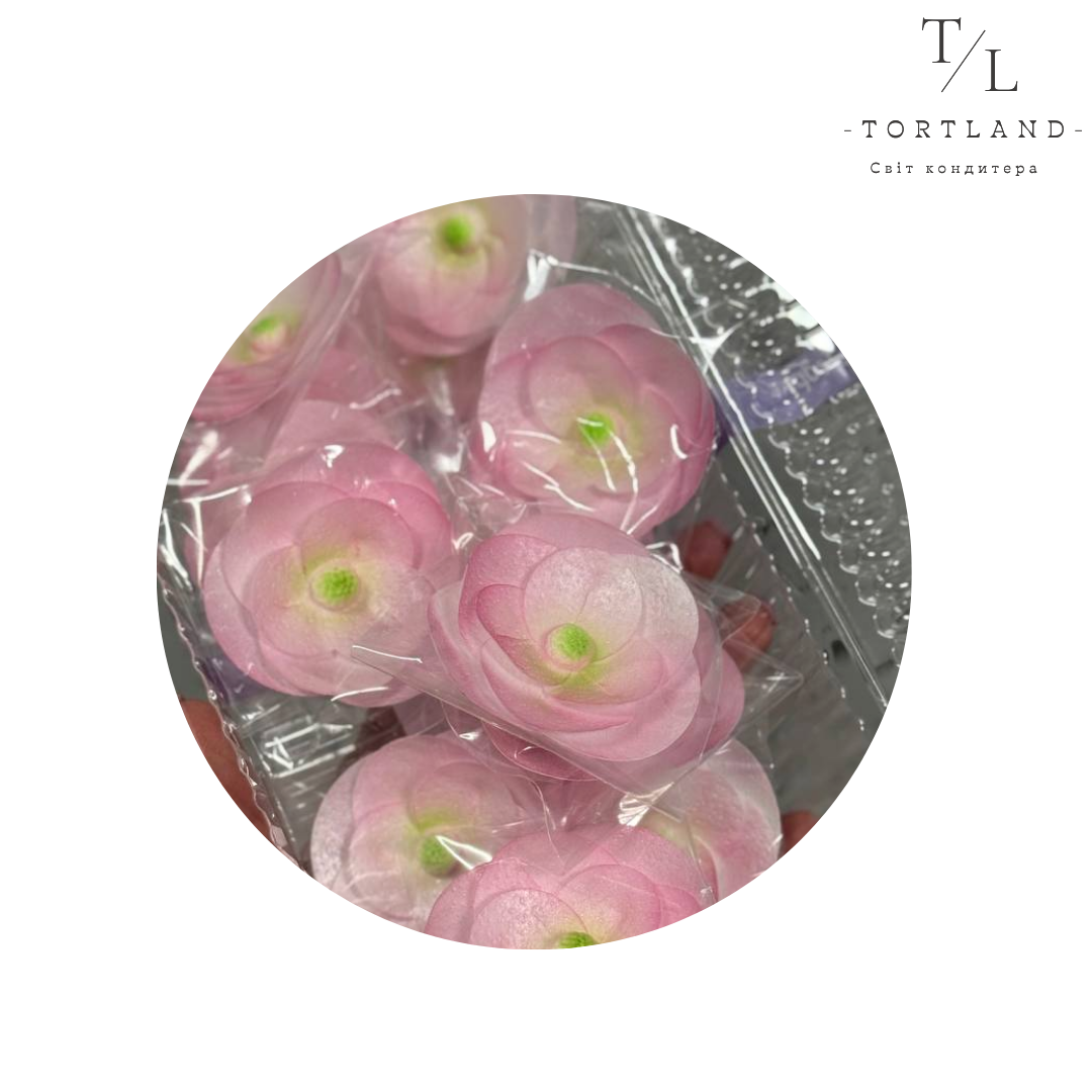 Вафельна квітка "Мальва" (рожева), 1 шт