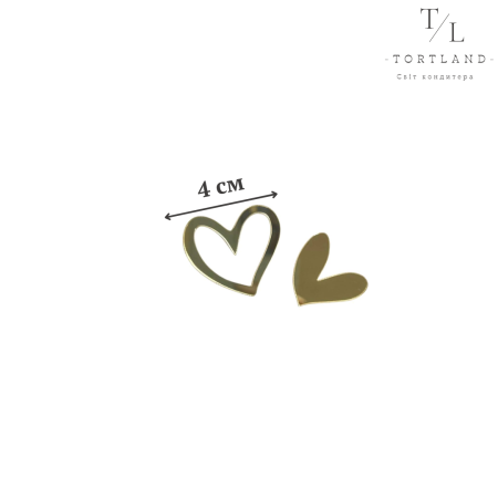 Топер акриловий золото "Сердечка, 2 шт" №131