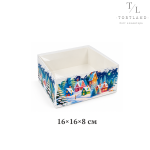 Коробка з прозорою кришкою 16×16×8 см "Будиночок"