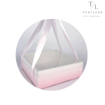 Коробка біло-рожева 21×21×7 см з ручками