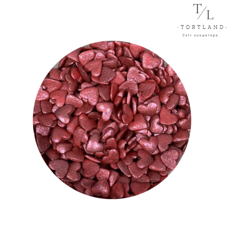Цукрова посипка "Сердечка червоні перламутрові", 50 г