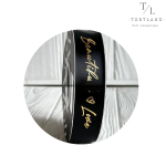 Стрічка атласна 2,5 см, "Beautiful love" чорна, 30 м