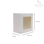 Біла коробка з вікном 16х16х9 см для бенто