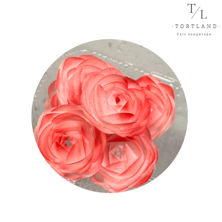 Вафельний декор "Ранункулюс червоний d-8 см", 6 шт
