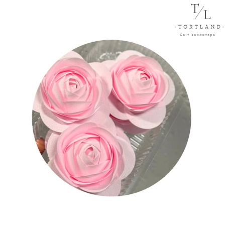 Вафельний декор "Троянда рожева велика", 1 шт