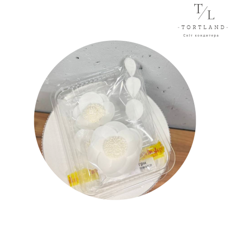 Набір ваф. декору "Квіти з листочками білі з білим"