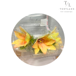 Цукрова прикраса "Лілія лимонна з листочками L-80 мм", 3 шт