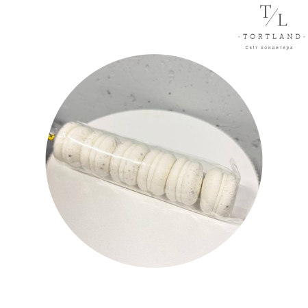 Міні-макарон білі зі сріблом, 6 шт